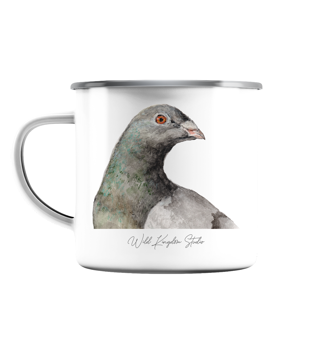 Taube - Emaille Tasse (Silber)