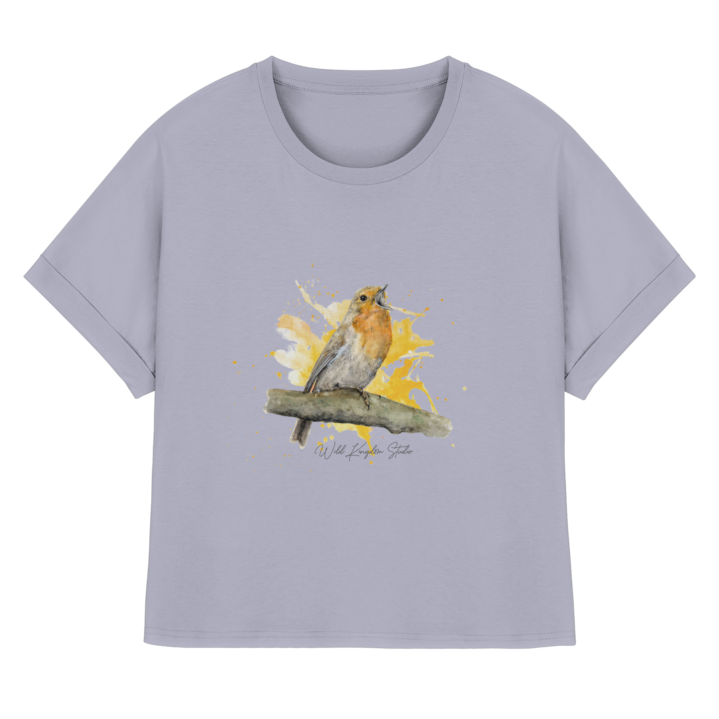 Rotkehlchen Splash - Womens Organic Rolled Sleeves T-Shirt