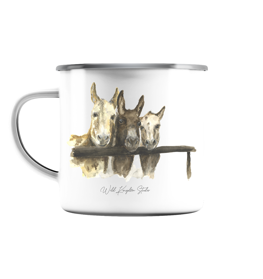Esel - Emaille Tasse (Silber)