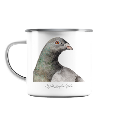Taube - Emaille Tasse (Silber)