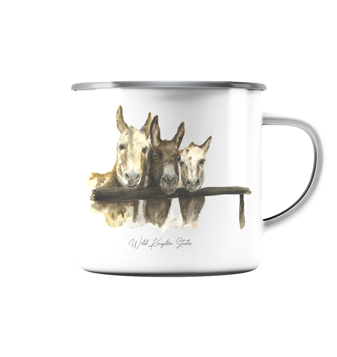 Esel - Emaille Tasse (Silber)