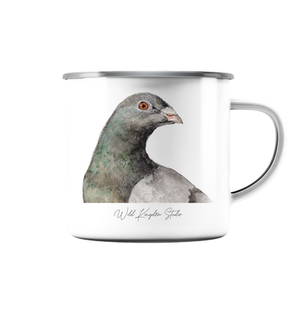 Taube - Emaille Tasse (Silber)
