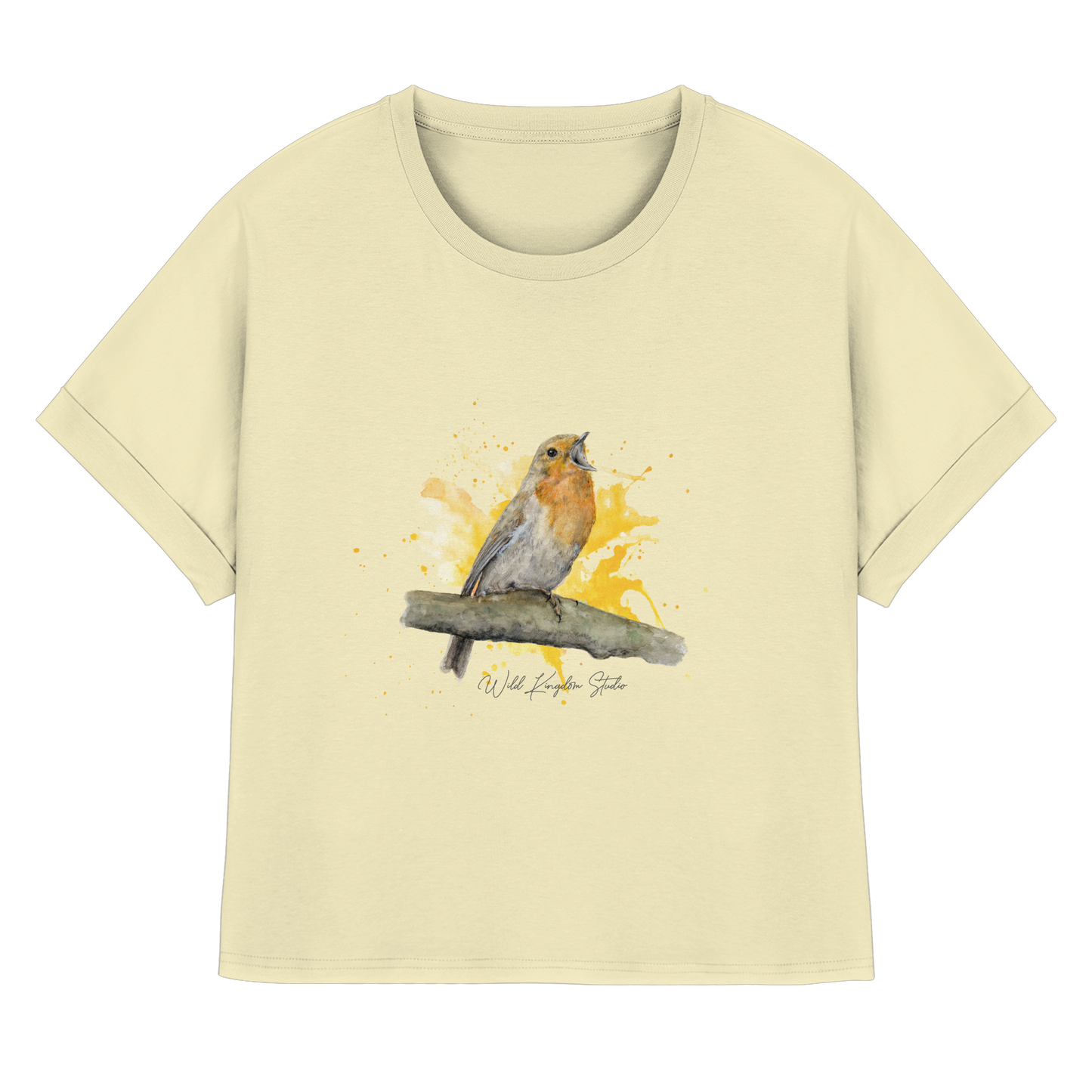 Rotkehlchen Splash - Womens Organic Rolled Sleeves T-Shirt