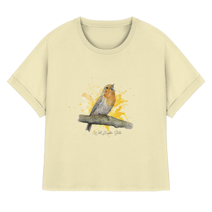 Rotkehlchen Splash - Womens Organic Rolled Sleeves T-Shirt