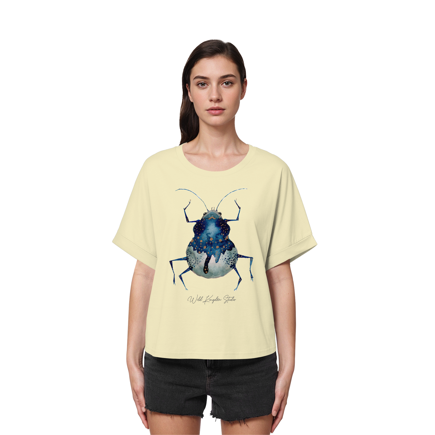 Blueberry Bug - Womens Organic Rolled Sleeves T-Shirt