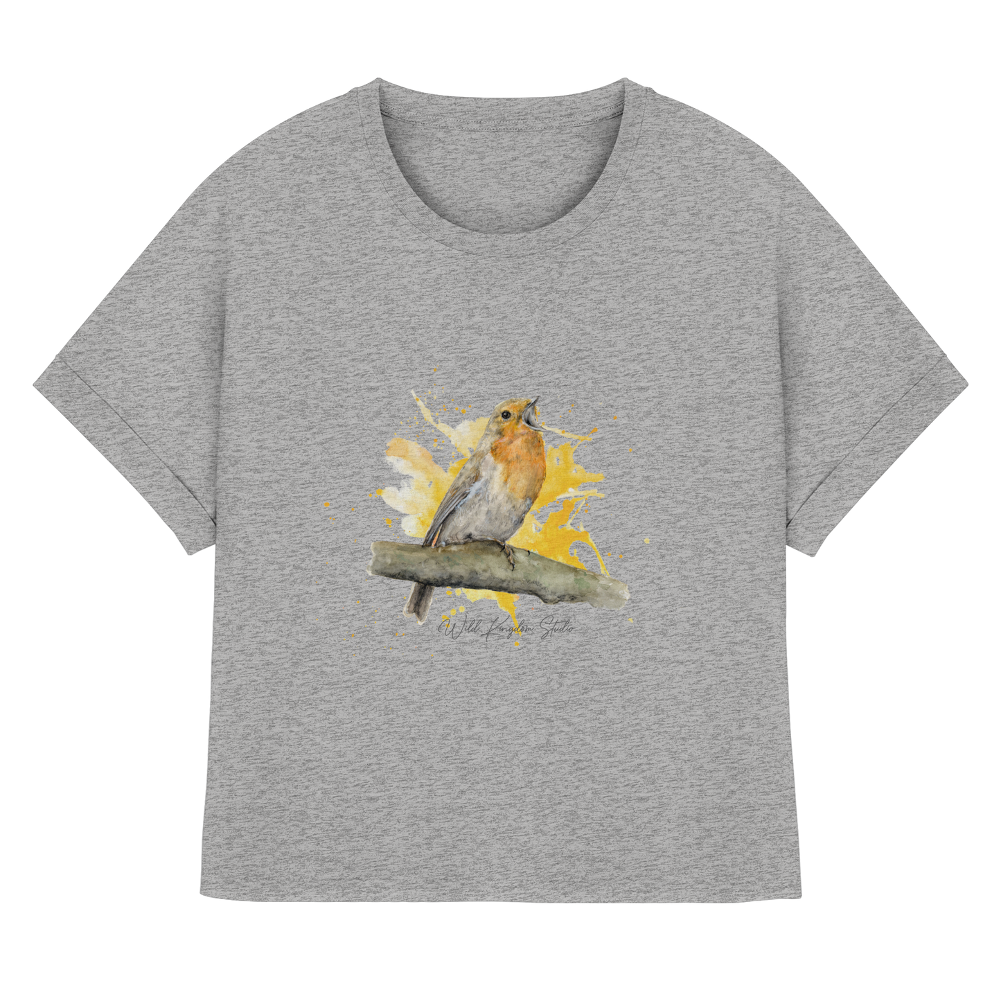 Rotkehlchen Splash - Womens Organic Rolled Sleeves T-Shirt