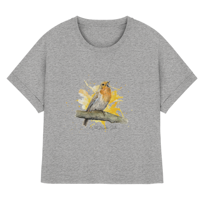 Rotkehlchen Splash - Womens Organic Rolled Sleeves T-Shirt