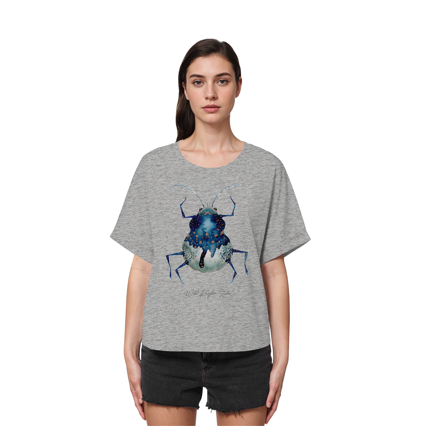 Blueberry Bug - Womens Organic Rolled Sleeves T-Shirt