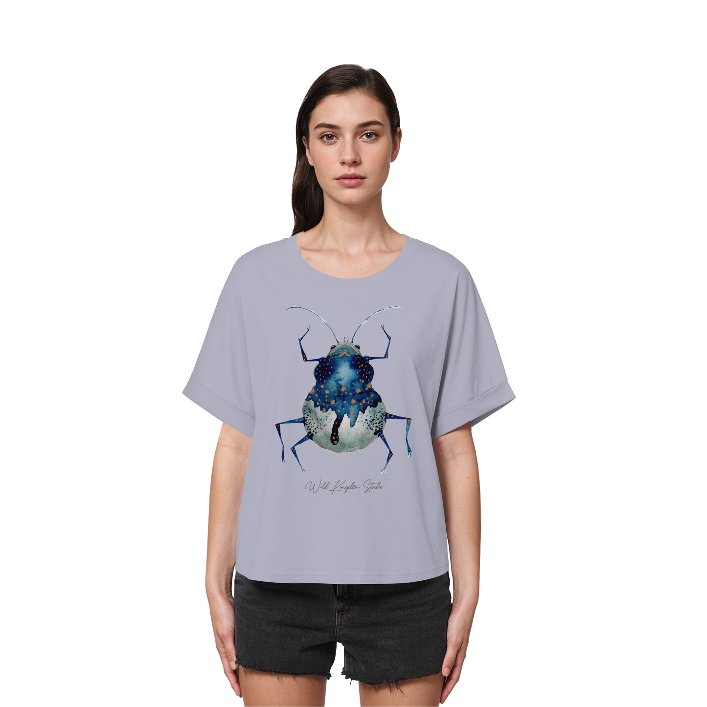 Blueberry Bug - Womens Organic Rolled Sleeves T-Shirt