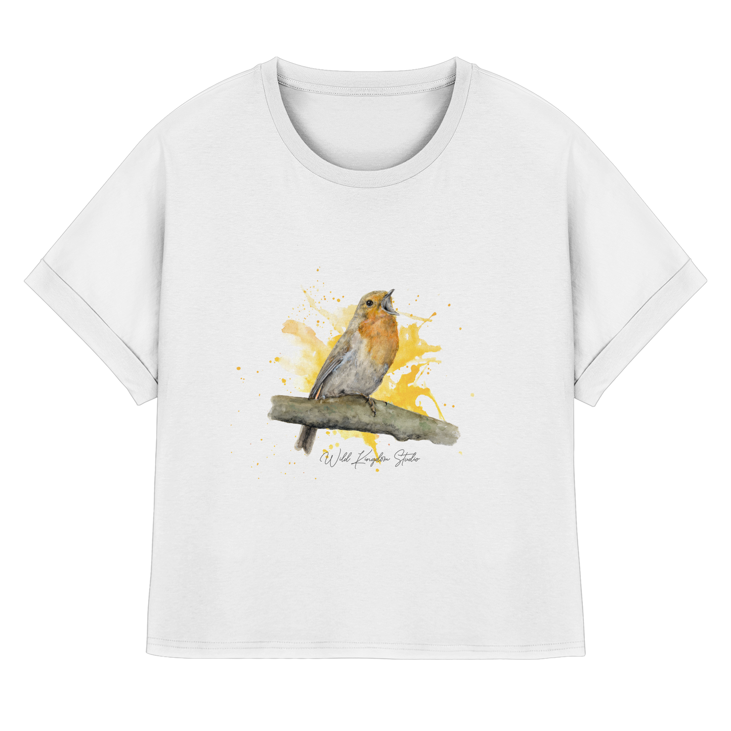 Rotkehlchen Splash - Womens Organic Rolled Sleeves T-Shirt