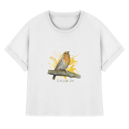 Rotkehlchen Splash - Womens Organic Rolled Sleeves T-Shirt
