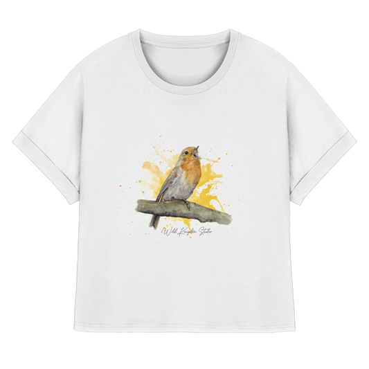 Rotkehlchen Splash - Womens Organic Rolled Sleeves T-Shirt