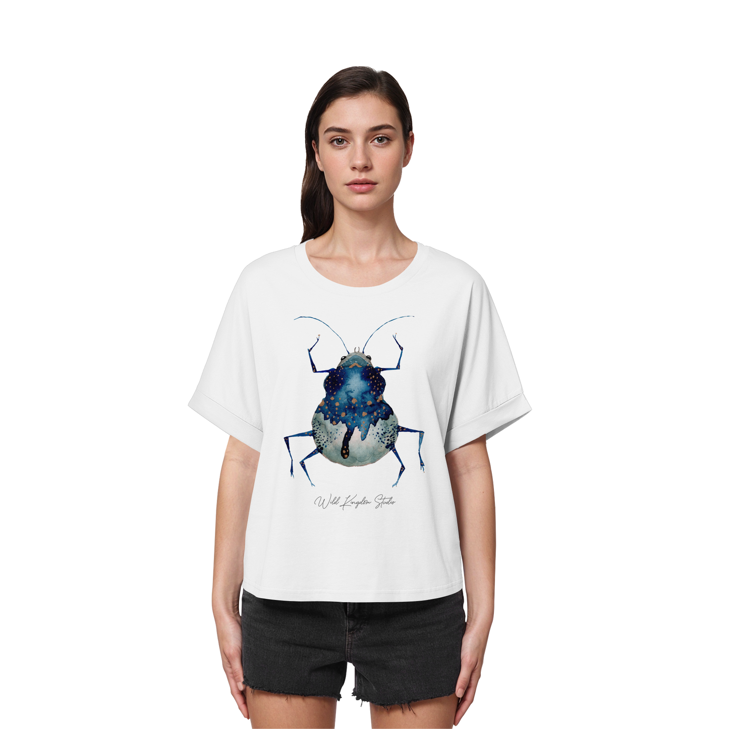Blueberry Bug - Womens Organic Rolled Sleeves T-Shirt