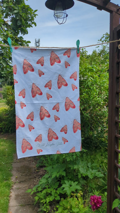 Geschirrhandtuch mit rosa Käfern